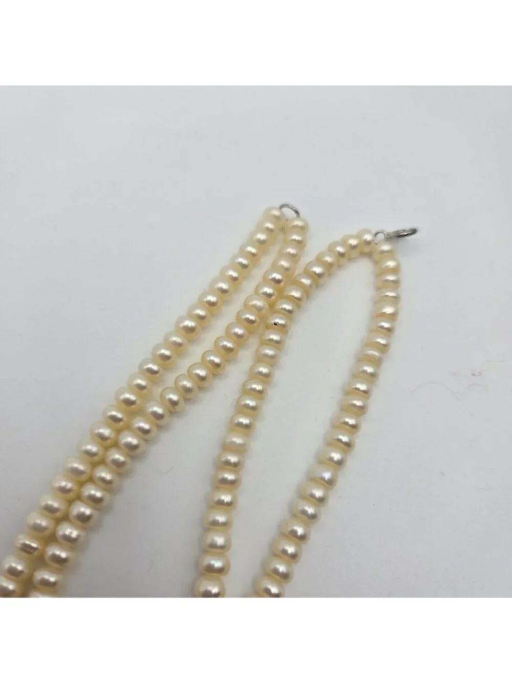 Vintage Freshwater Pearl Necklace Mother-Of-Pearl Crystal Pendant Double-Strand